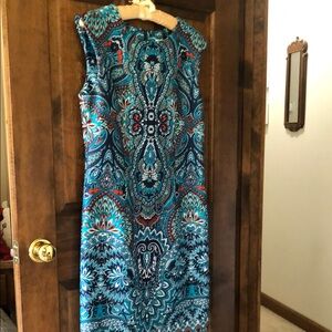 Sleeveless Teal Paisley Maxi Dress - Vibrant Blue-Green Print